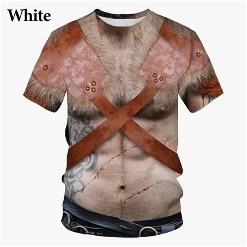 Men\'s Casual Funny Round Neck Short-sleeved T-shirt New Medieval Armor 3D Printed Pattern T-shirts Oversized 100-5XL Tshirt Tops