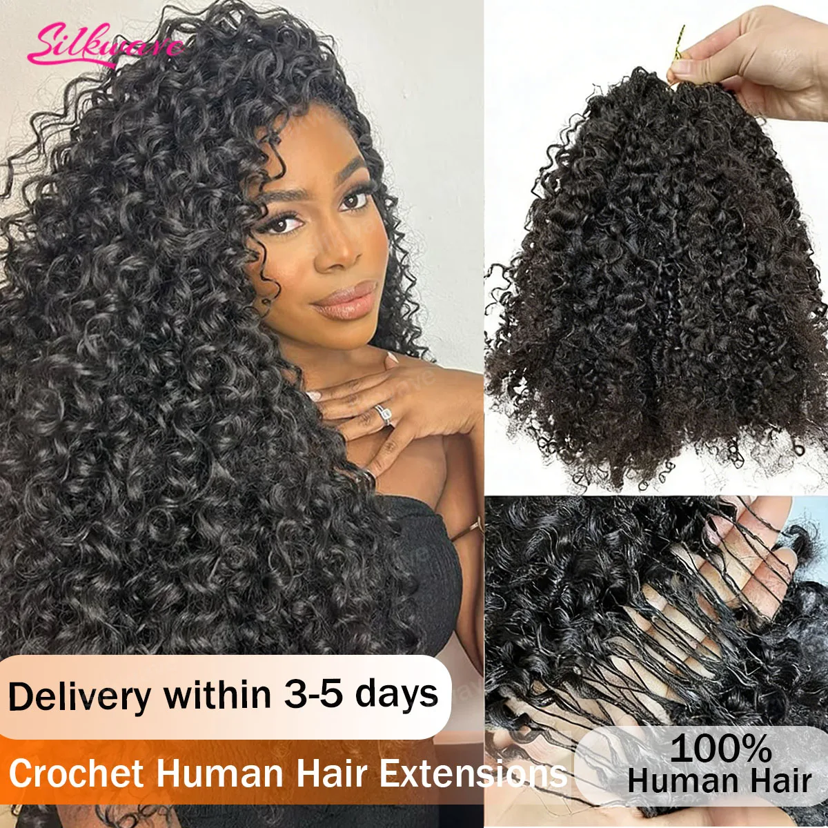 

Накладные волосы для наращивания 12A Coily End Feather Crochet, 30 дюймов, бесшовные, невидимые, кудрявые, из натуральных человеческих волос