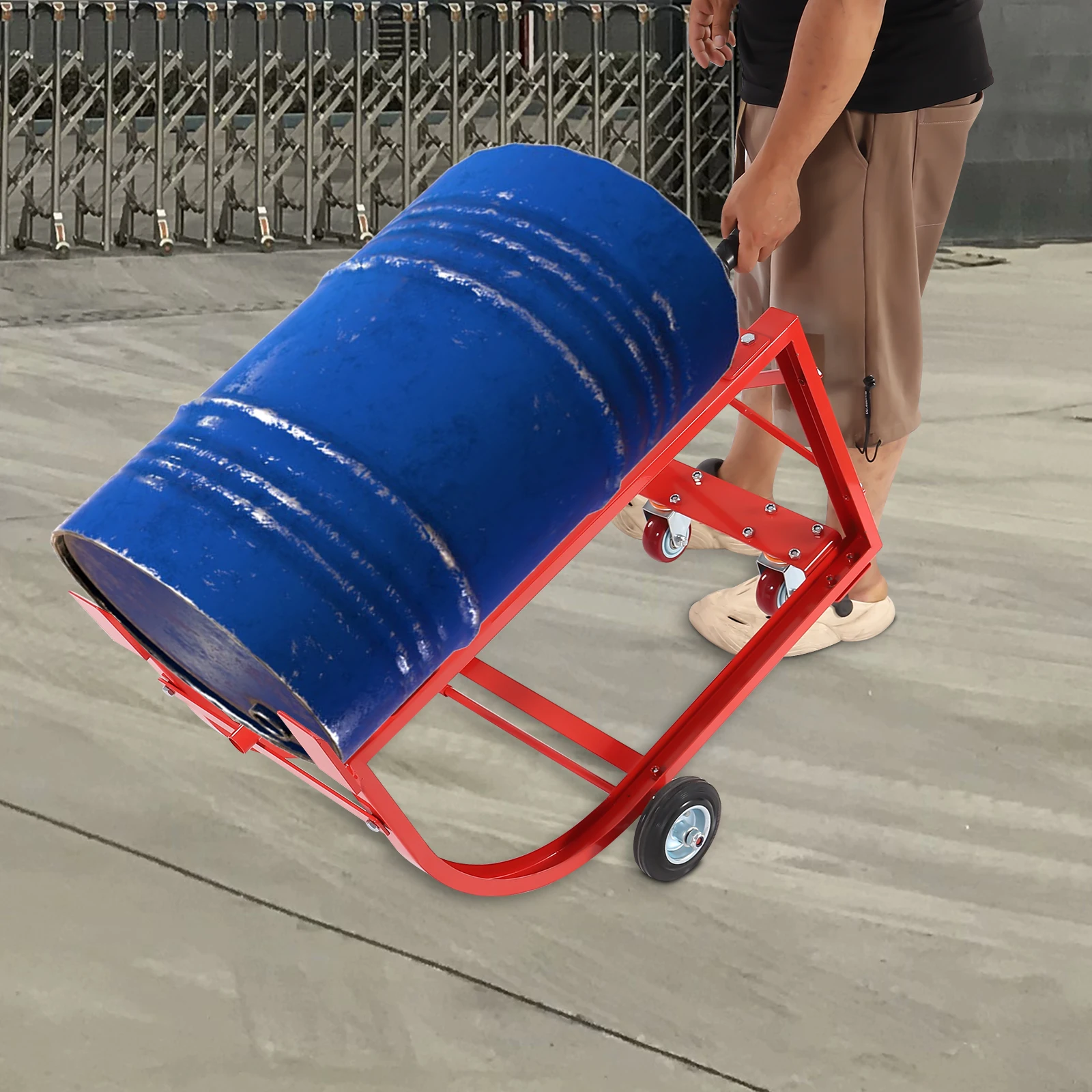 208.2L/55Gal Steel Drum Cradle Transportation Drum Cradle With 4 Wheels For Workshop & Factory