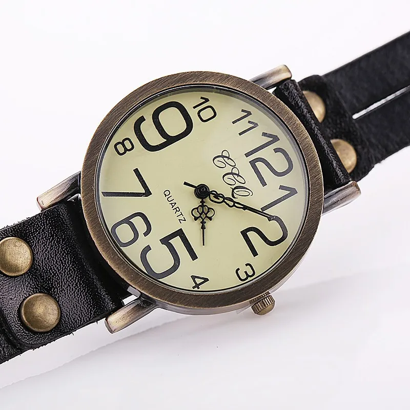 Casual Unisex Watches Vintage Long Leather Band Women Quartz Watch Men's Wristwatches