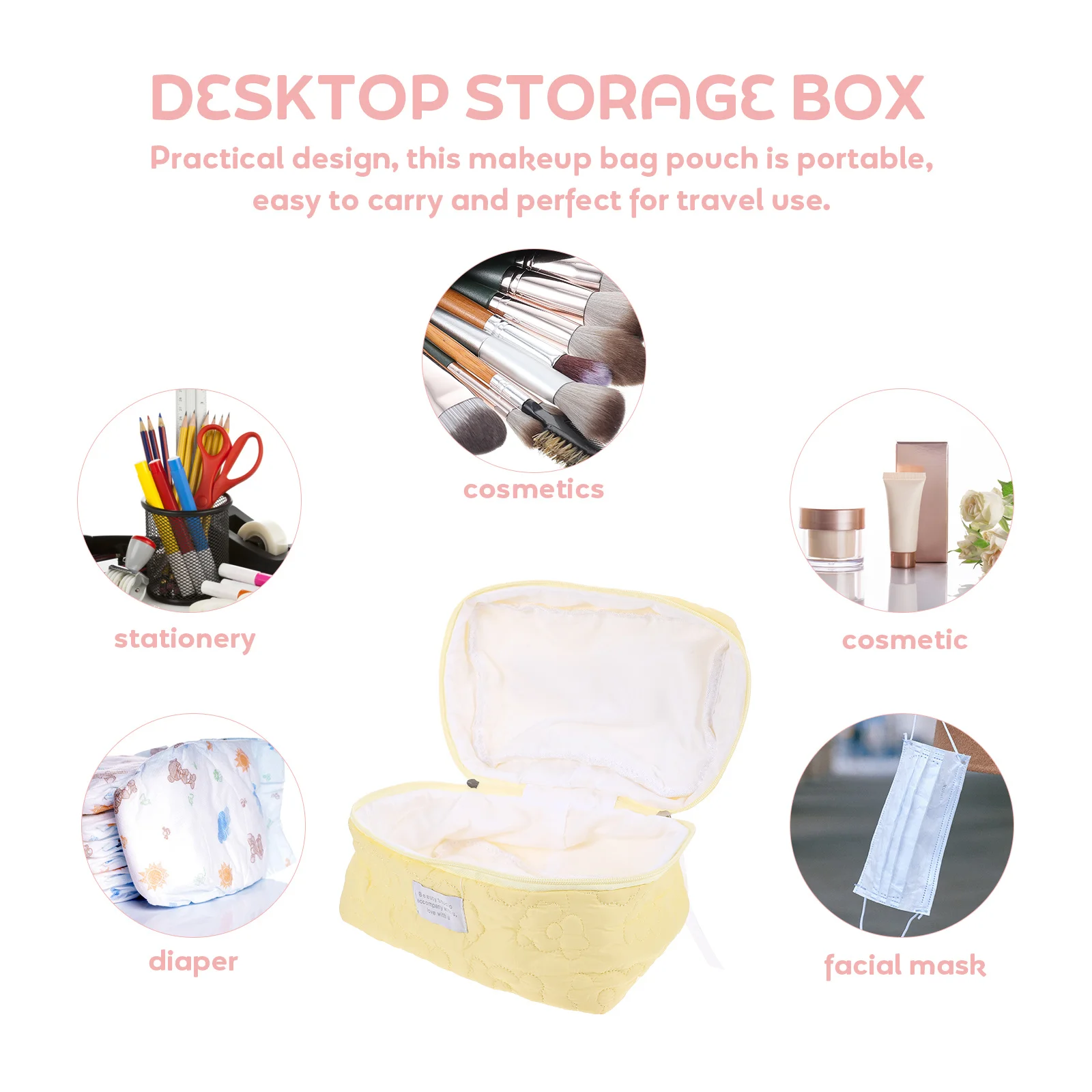 

Portable Travel Makeup Bag Large Capacity Organizer for Women Waterproof Toiletry Pouch for Vacation Daily Essential