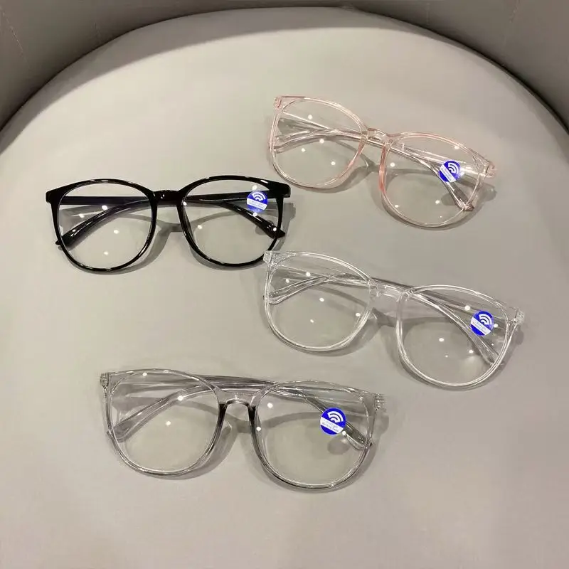 Ultra-light Transparent Large Frame Computer Glasses Women Round Anti Blue Light Optical Spectacle Eye Protection Eyewear