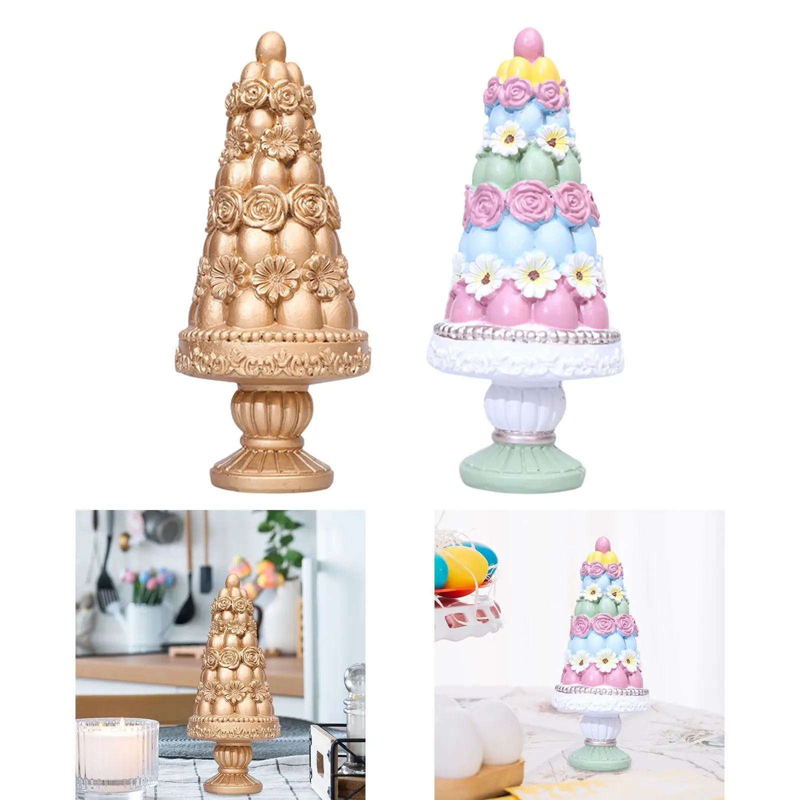 Easter Tree Figurine Easter Decoration Fine Workmanship, Table Centerpiece, Gift Resin Statue Desktop Ornament for Indoor