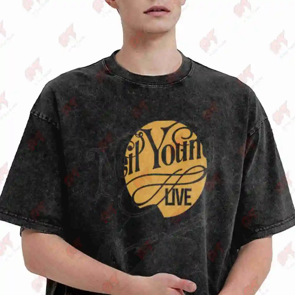 Neil Young Live At Shakespeare Theatre 1971 Vintage Washed Tee Pure Cotton T-Shirt