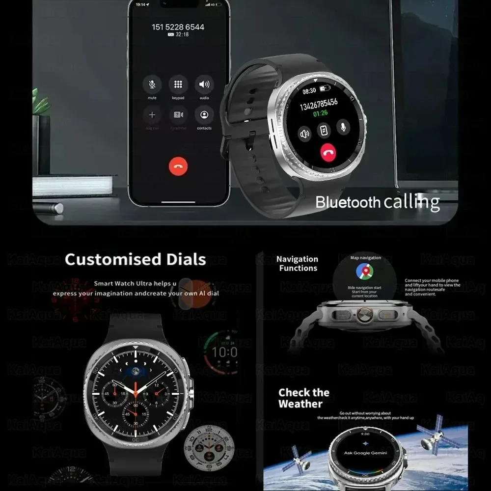 Xiaomi Watch 8 Ultra Classic Смарт-часы Мужчины Женщины AMOLED HD Экран Фитнес-вызов NFC GPS Компас Водонепроницаемые Смарт-часы Ultra