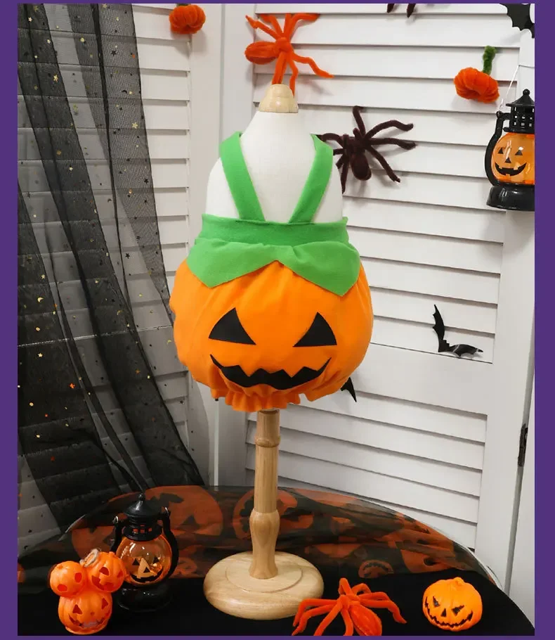 Verstellbares, waschbares Halloween-Kürbis-Overall-Kostüm für kleine Hunde und Katzen, lustiges & gruseliges Trick-or-Treat-Outfit – Detail 10