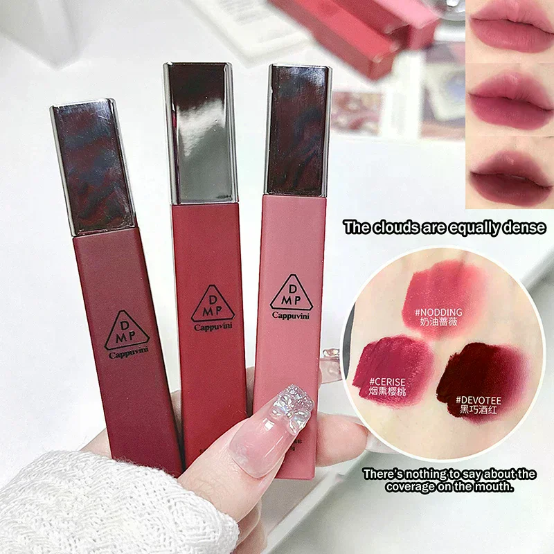 Cappuvini Matte Velvet Lip Glaze Moisturizing Smooth Long-Lasting Lipstick Non-stick Cup Easy To Apply Makeup Lip Gloss Women