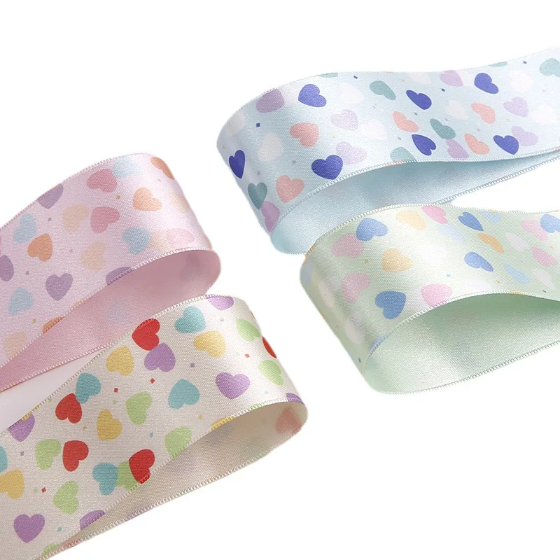 

10 Yards 40MM Heart Dots Printed Colorful Ribbons Hair Bows DIY Crafts Handmade Accessories Gift Wrapping