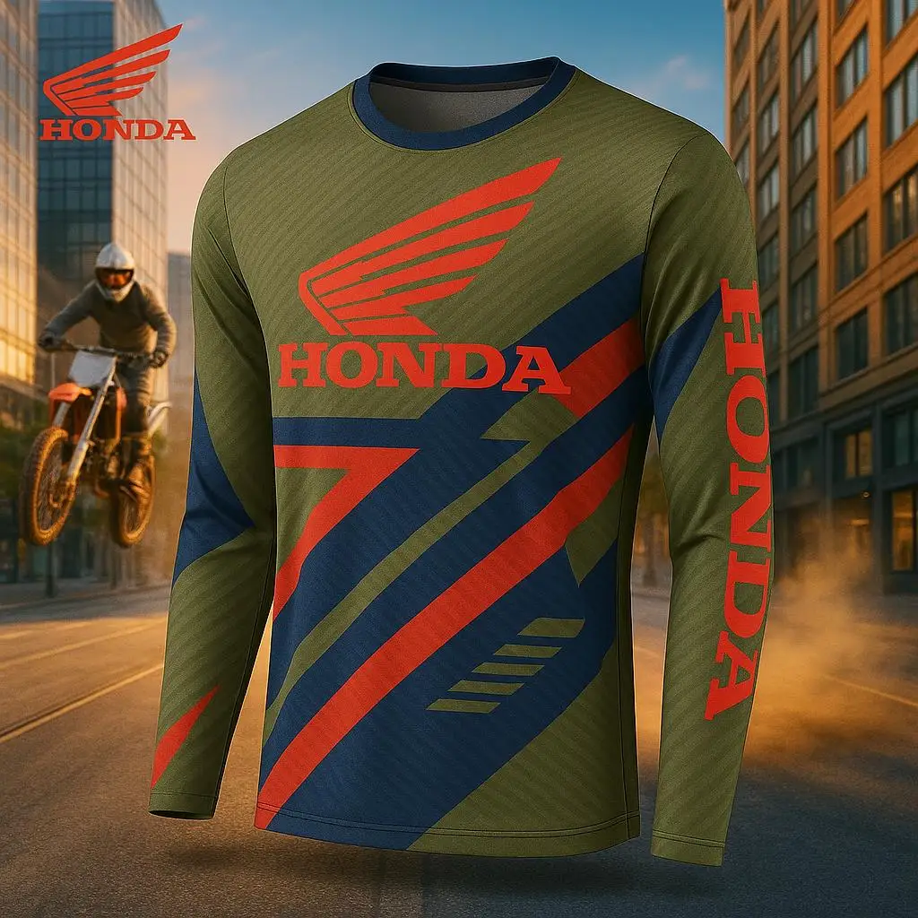 

Honda Off-road Motorcycle Jersey Long Sleeve Top Sweat Absorbing Breathable Quick Dry T-Shirt For Sporty And Daily Riding Use
