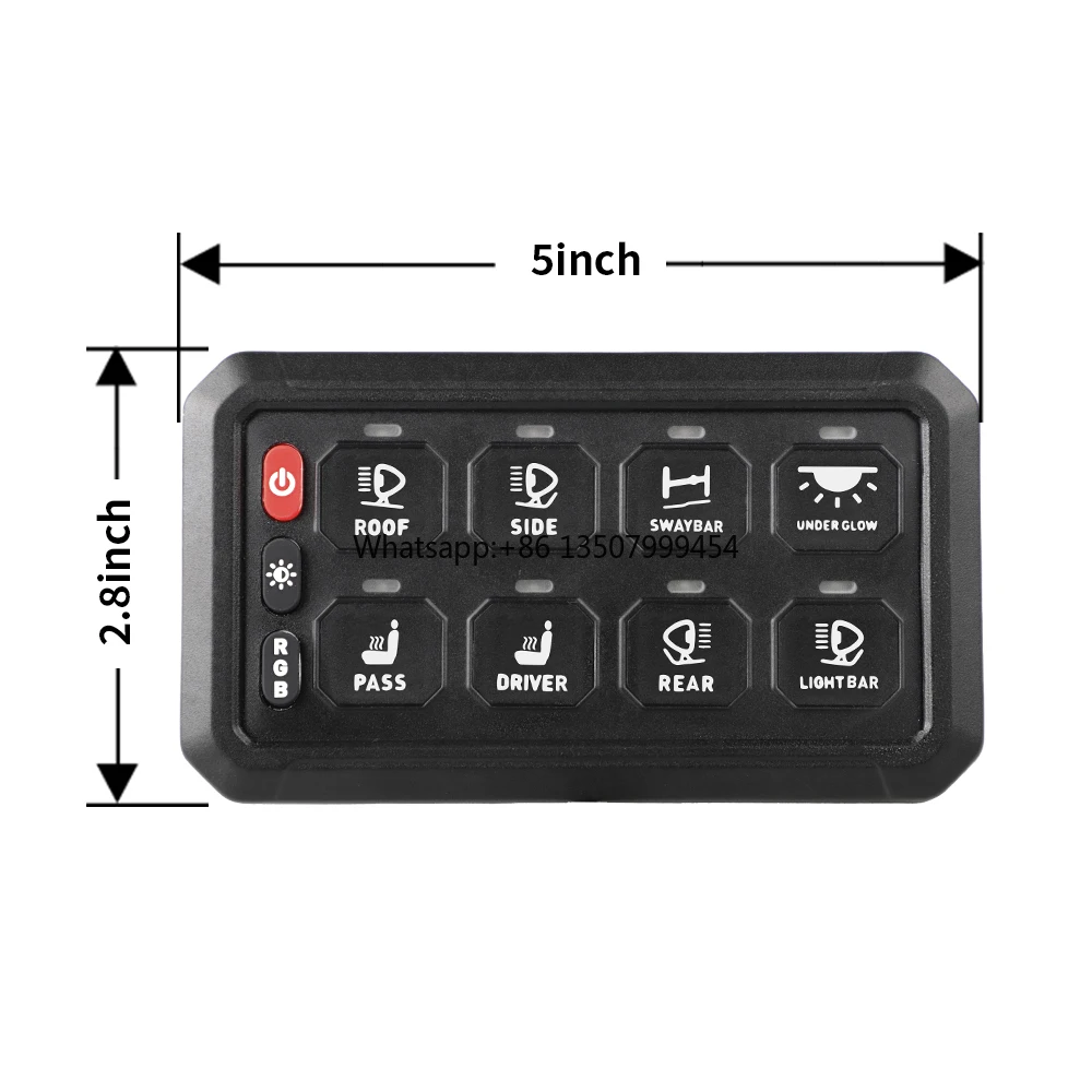 

8-key Switch Touch Control Panel RV Off-road Retrofit 8-way Assembly with Relay Box
