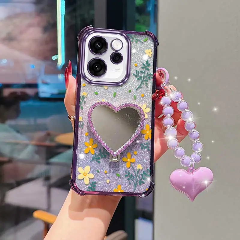 3pcs(Attractive little yellow flower phone Case+Lanyard+Stand) For OPPO Reno15F/Reno15 Pro Max/Reno15C Phone Case