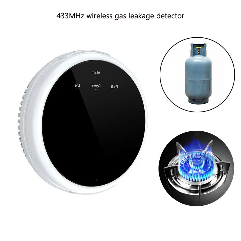 433MHz Wireless Gas Leakage Detector Natural Gas Methane Leak Detection Sound and Light Alarm High Decibel Sensitivity Reminder