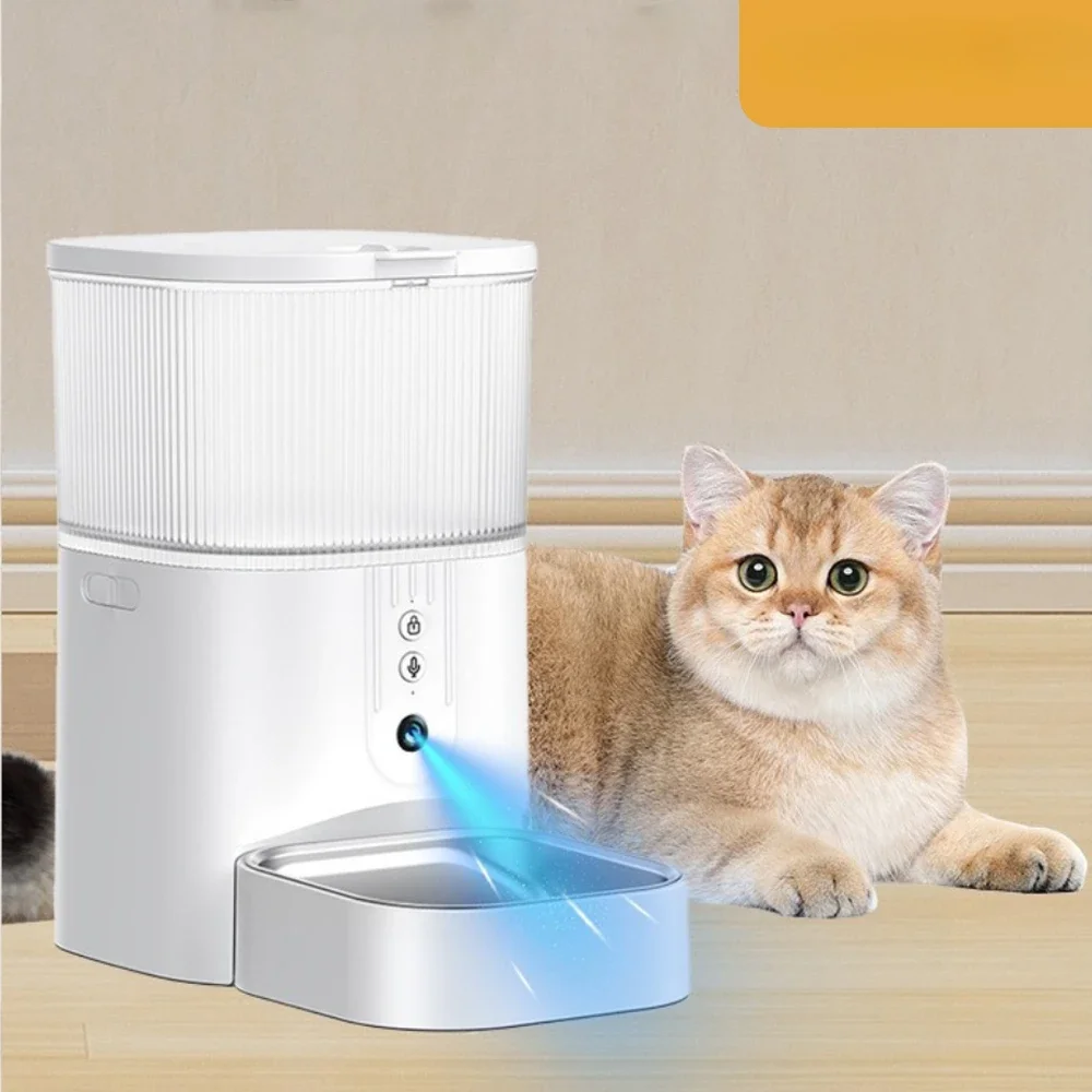 Automatic Cat Feeder with Camera Smart Video Cat Food Dispenser Support Real-time Voice Conversation Auto Pet Feeder for Cat Dog