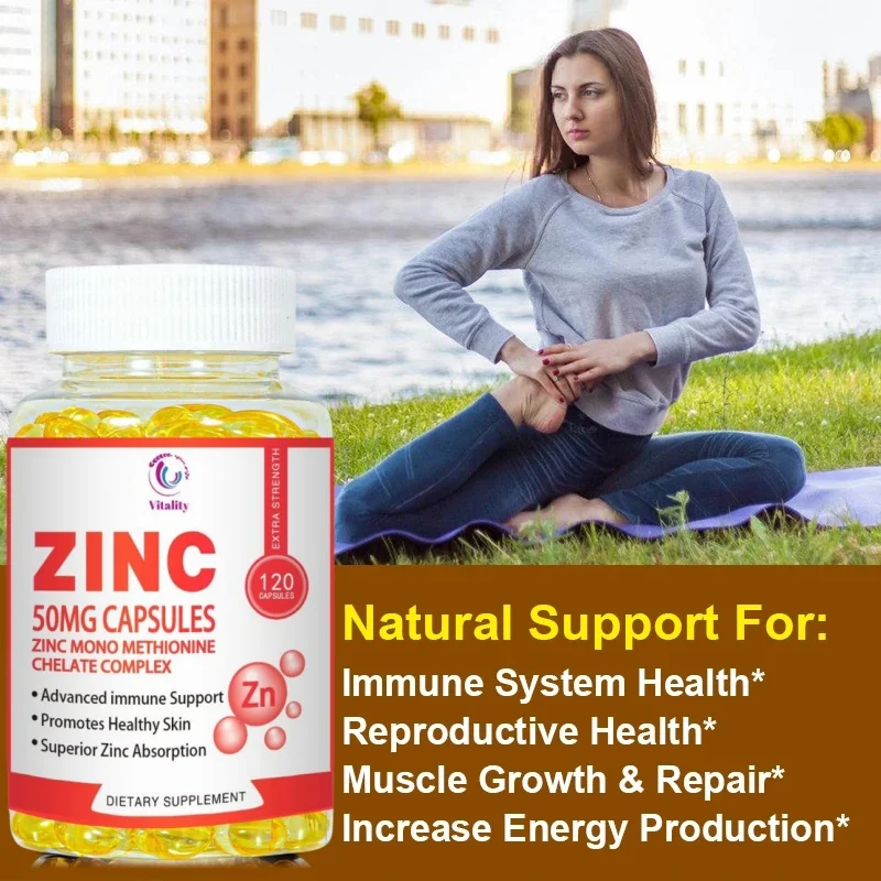 Vitality Zinc Capsules Support The Body's Immune Defense, Ultra Absorbable, Non-GMO, Gluten-Free, 30/60/120 Vegetarian Capsules