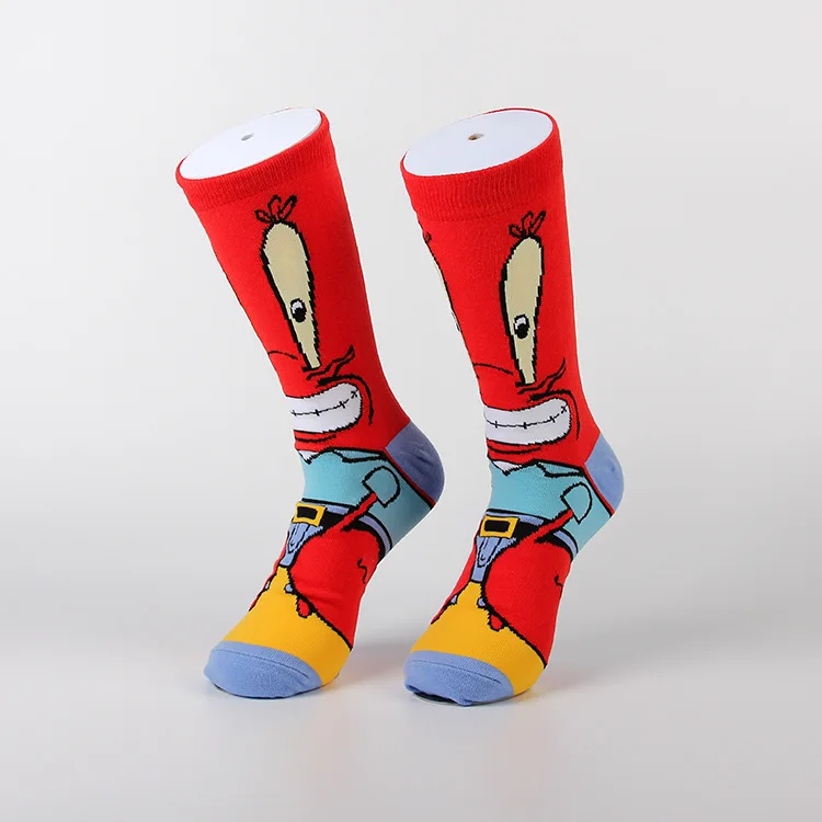 Lustige gelbe Schwamm-Cartoon-Socken mit quadratischem Anime-Charakter, Oktopus-Tentakeln, der Krabben-Boss, für Männer und Frauen, atmungsaktive Baumwollstrümpfe – Detail 6