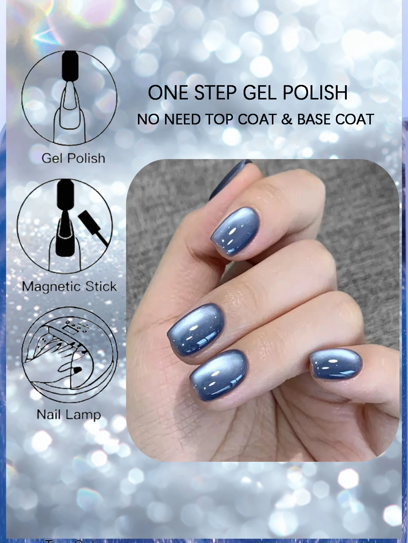 5-in-1 One-Step Cat Eye Gel-nagellak (geen toplaag en basislaag vereist) Blauwe 15 ml gel-nagellakset Herfstglans Semi-Per