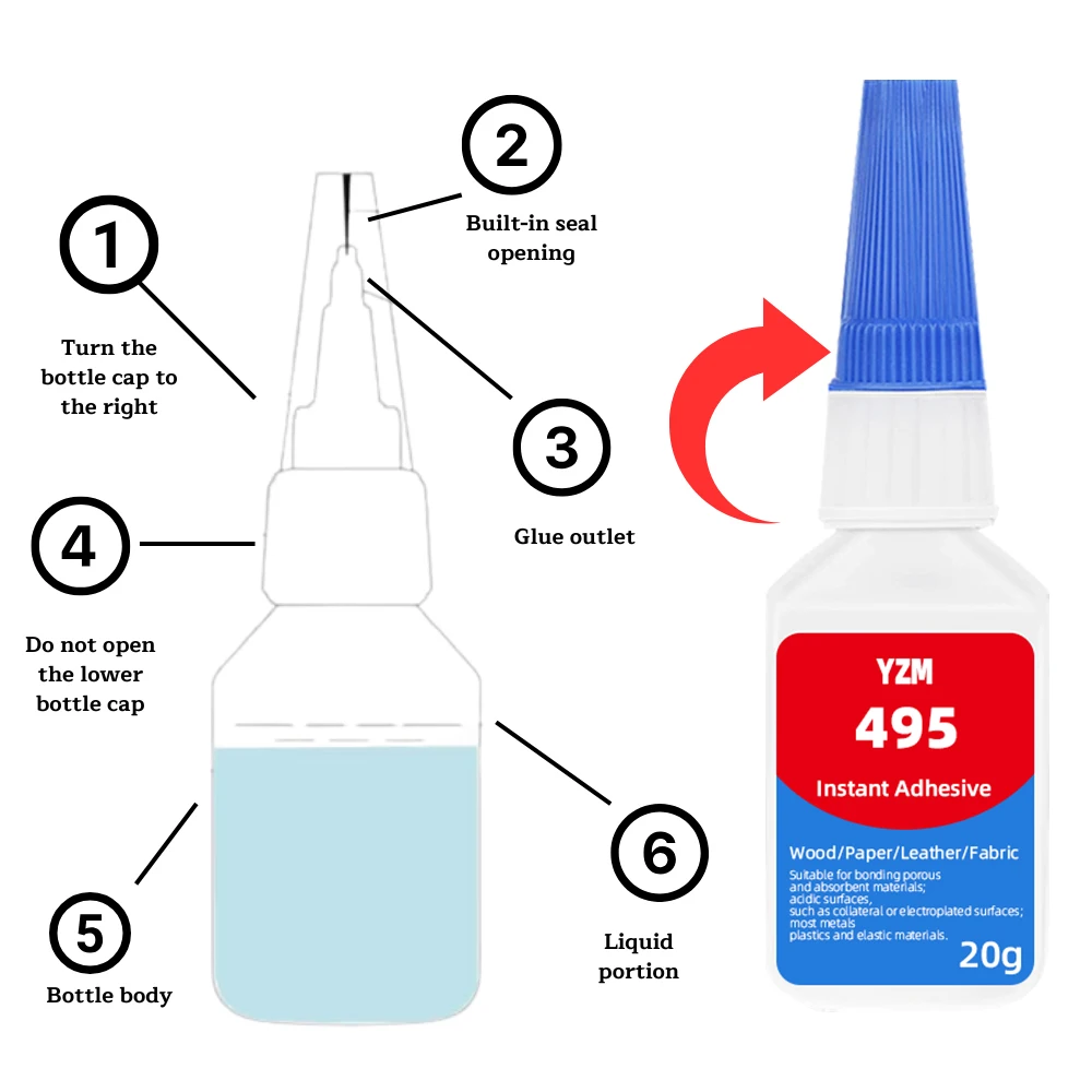 20g 495 Instant Quick Drying Glue Strong Glue High Temperature Resistant Adhesive For Metal Plastic PVC Strong Liquid Glue