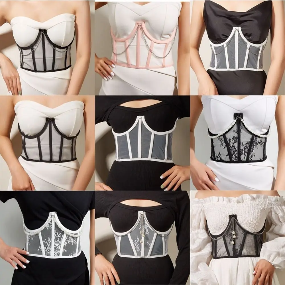 

New Polyester Waist Corset Lace Transparent Lace Slimming Waistband Tie Straps Adjustable Wide Belt Women