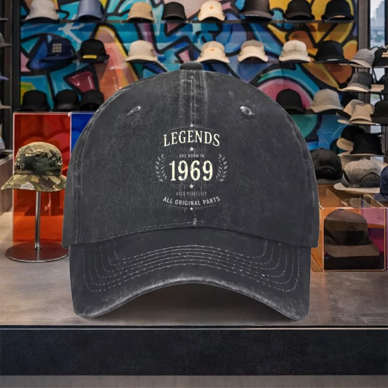1969 Legendary Retro Digital Pattern Baseball Cap Unisex Vintage Peaked Hat for Outdoor Travel Camping
