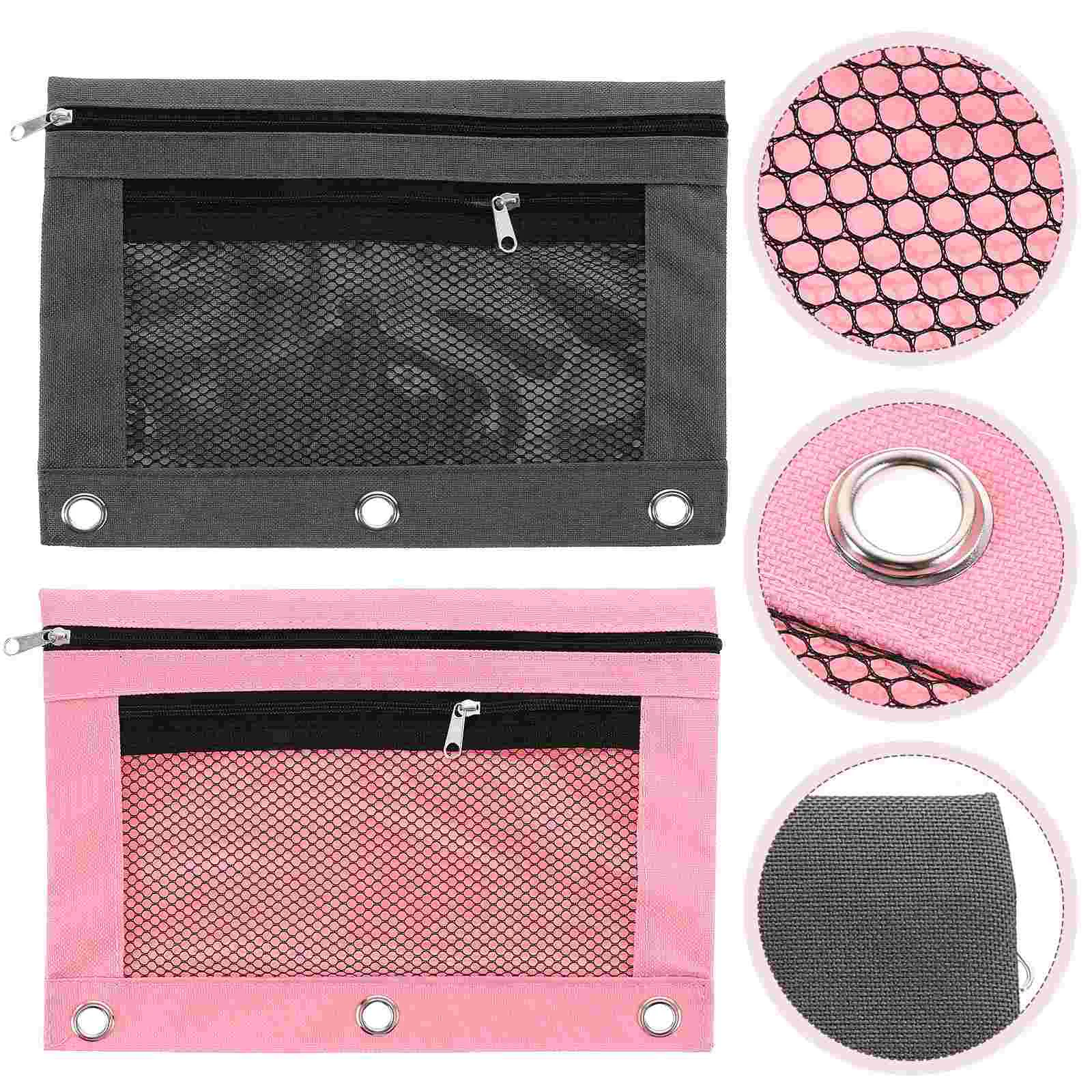 

2 Pcs Binder Cards Holder Blindfold Eye Mask Bag Clear Pencil Pouch Detachable Oxford Cloth