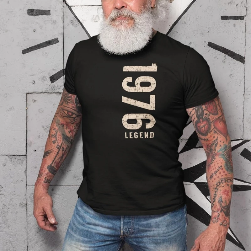 Birthday Gifts for Men Vintage Milestone Year Casual T-Shirt Celebrating  All-match Figure Graphic Tees Customized Many Colors