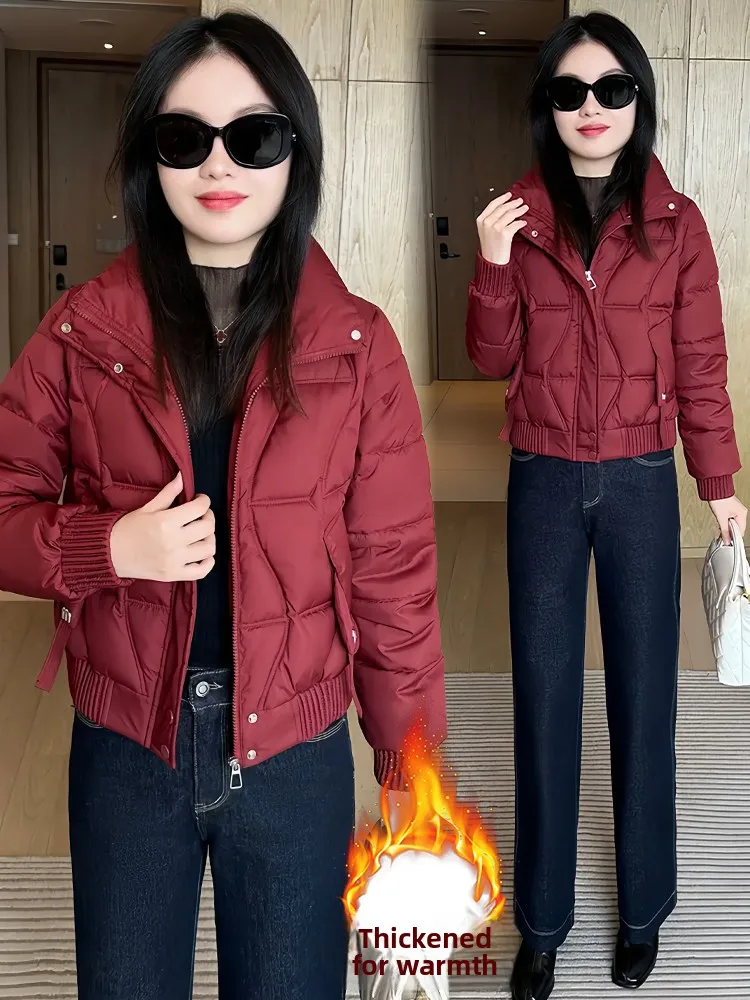 

Sli Stand Collar Cotton Jaet Women's Faionable Unique Little Cotton Coat Winter New Arrival Commute Korean Version Sl...