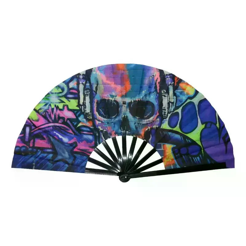 Vivid Rainbow Folding Fan Starry Sky Color Handheld Glow in The Dark Design for Festival Event Accessory