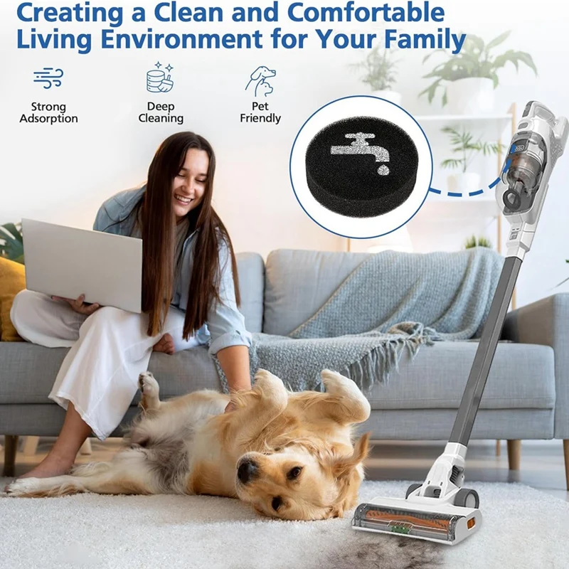 Substituição do filtro compatível para preto e DECKER POWERSeries Plus, 16V, 20V, vara sem fio, modelos de vácuo, BHFE420J, durável, fácil de usar