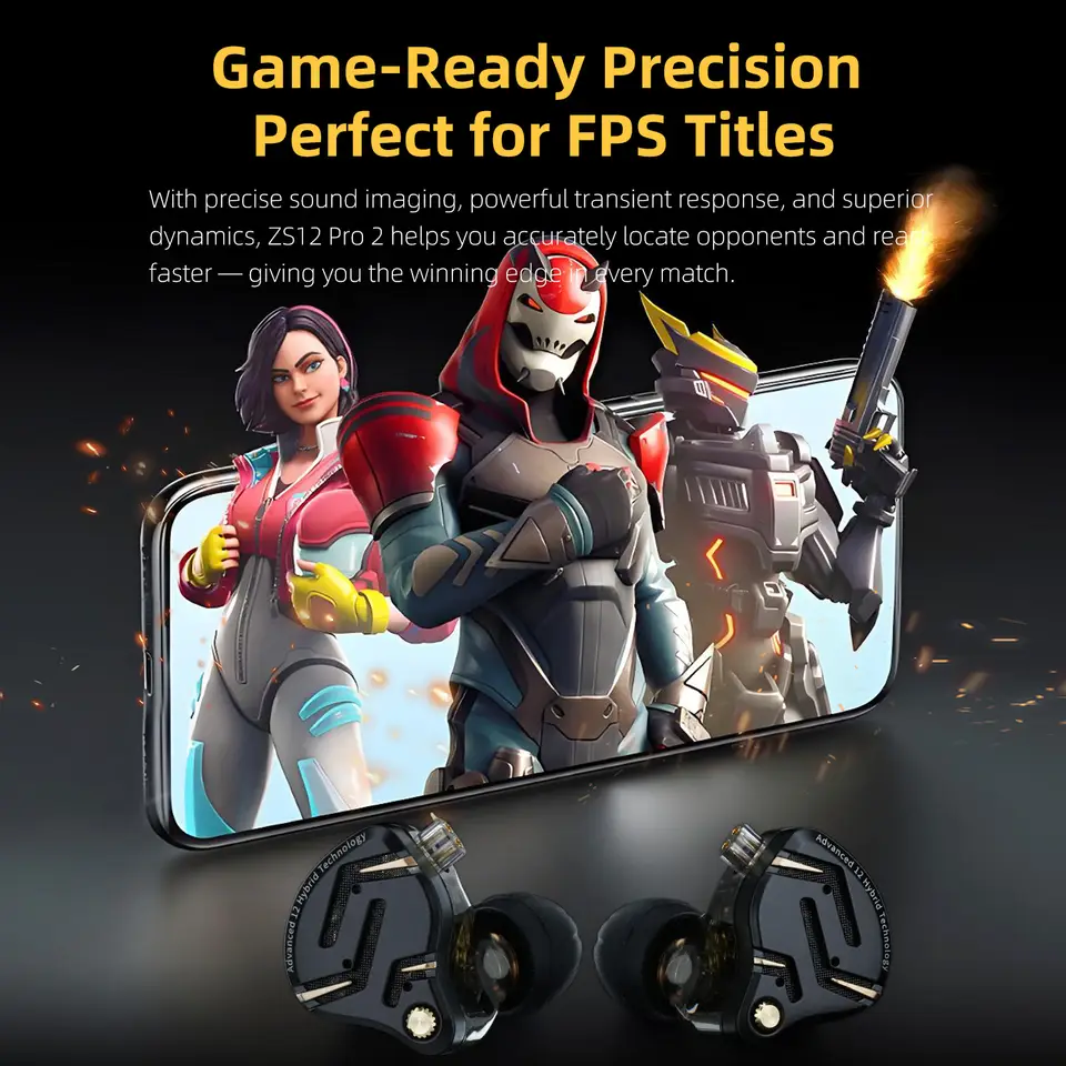 سماعات KZ ZS12 PRO X معدنية 1DD+5BA هاي فاي هجين باس داخل الأذن مراقب سماعات موسيقى رياضية عزل الضوضاء سماعة وصول جديد - 5