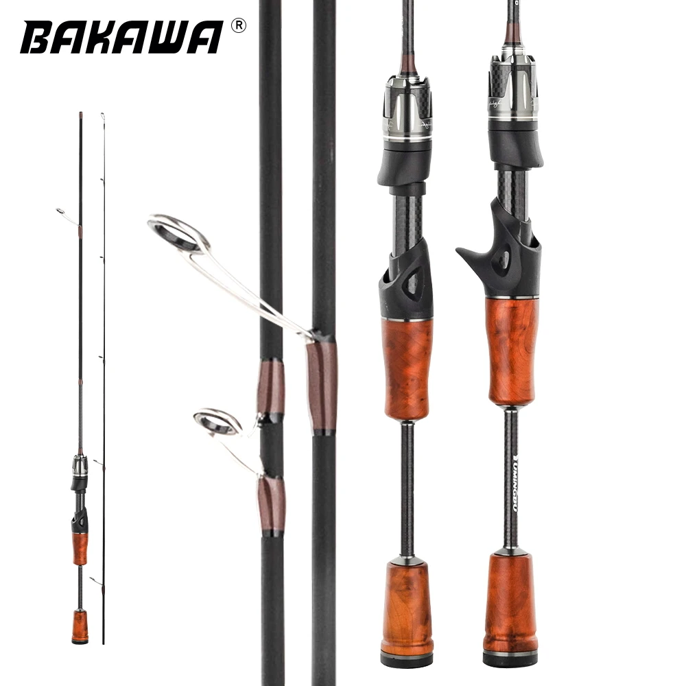 BAKAWA Lure Fishing Rod 1.39m 1.55m 1.68m 1.8m UltraLight Carbon Spinning Baitcasting Travel Lure Rod 1.5-8g UL Sea Saltwater