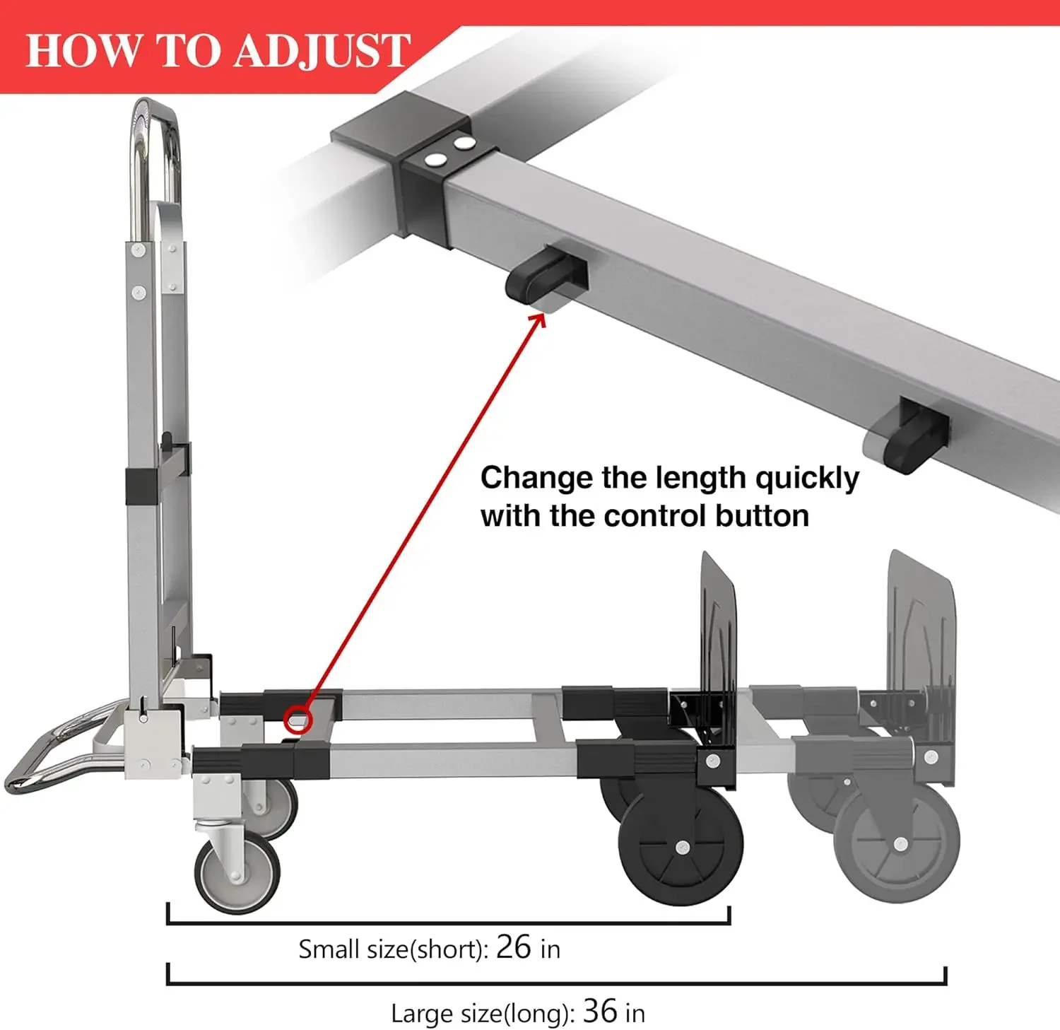 Folding Hand Cart with Wheels for Moving Luggages, Boxes, Large Cartons, 300 Lbs Load Capacity