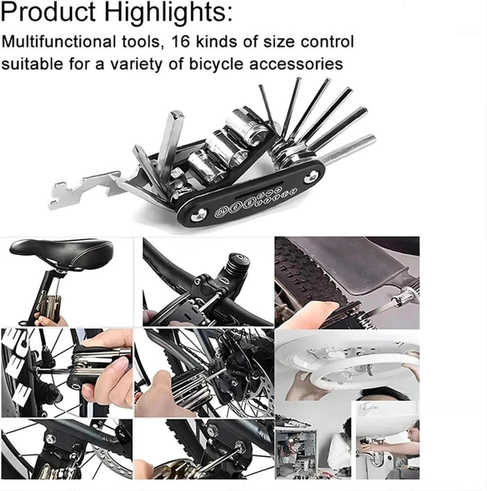 16 in 1 MTB Tools Road Bicycle Allen Wrench Tools Portable Bicycle Repair Tool set  Suitable for mountain bikes and road bikes image 3