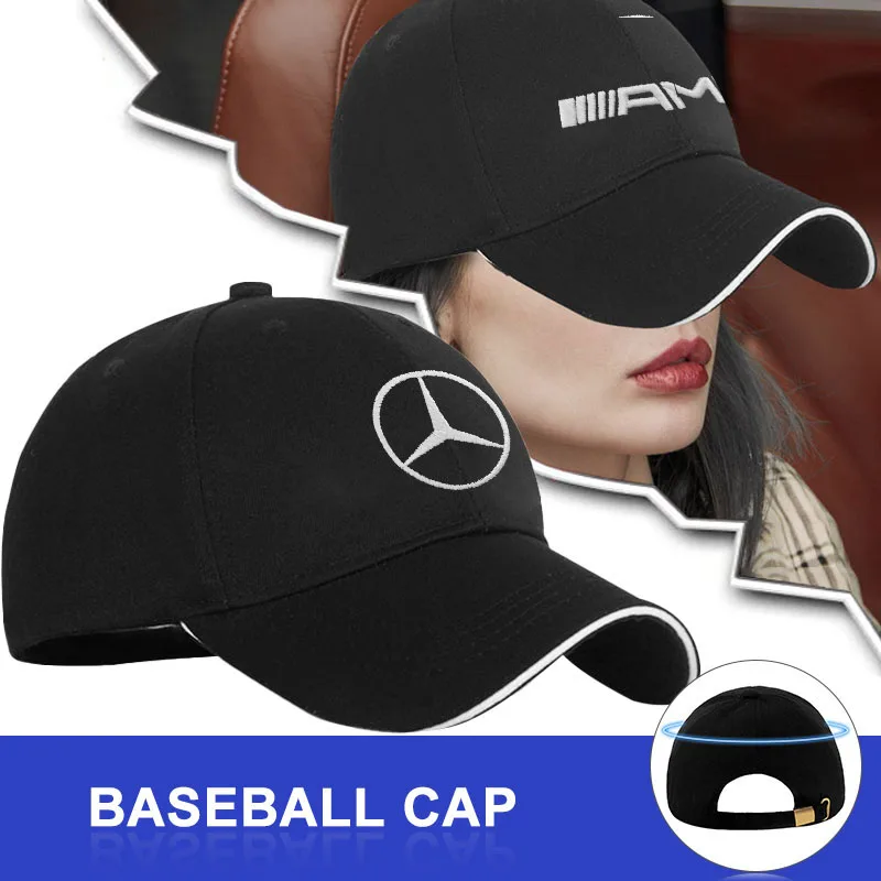 Casual Outdoor Versatile Sunscreen Hat Letter Embroidery Couple Cap Baseball Cap Men Women\'s Sunshade for Mercedes Benz AMG Logo