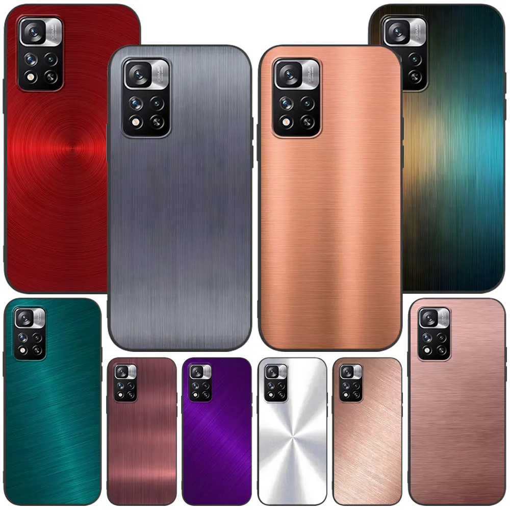 Metal Texture Luxury Case for Xiaomi Redmi Note 11 10S 8T 10 12 Pro Plus 11T 8 9 11E 11S 5 Pro 9S 7 Soft TPU Black Phone Cover