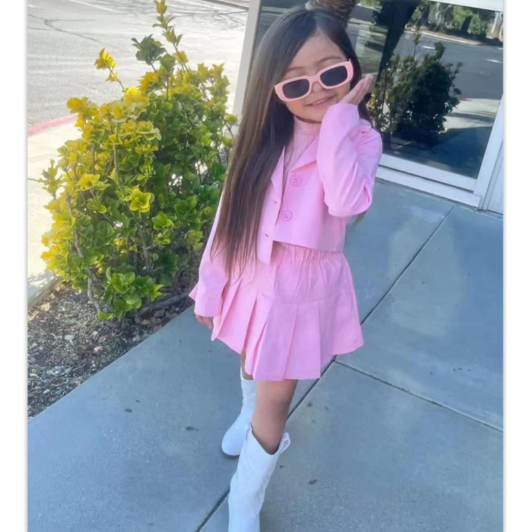 Children's Clothing Long Sleeve Jacket &  Miniskirt Suit For Girls Autumn 2Pcs Sets For Kids Clothes Girls From 2 to 8 Years Old