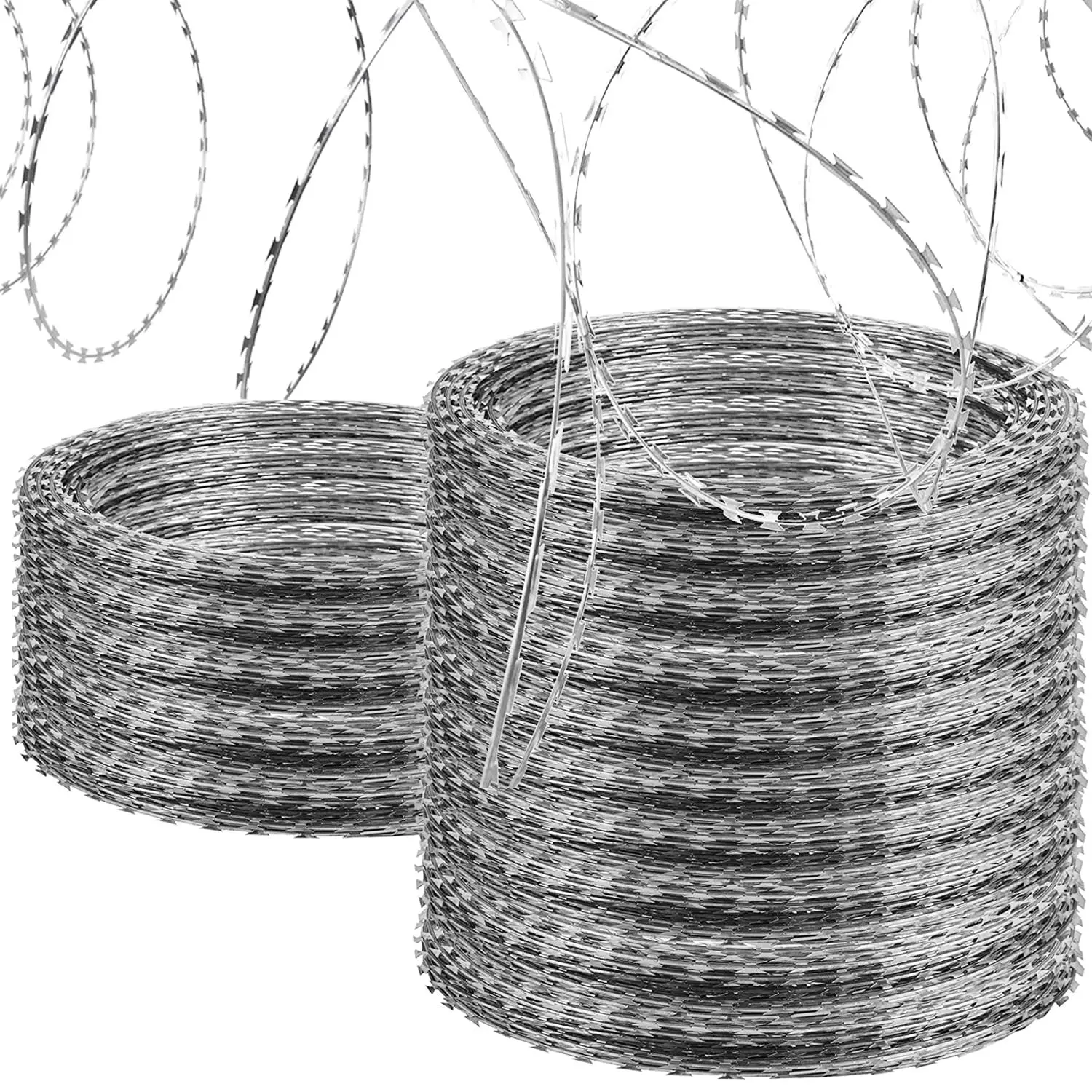 

656FT Razor Wire Fencing, Galvanized Steel Razor Ribbon Barbed Wire, 82ft per Roll, 8 Pack
