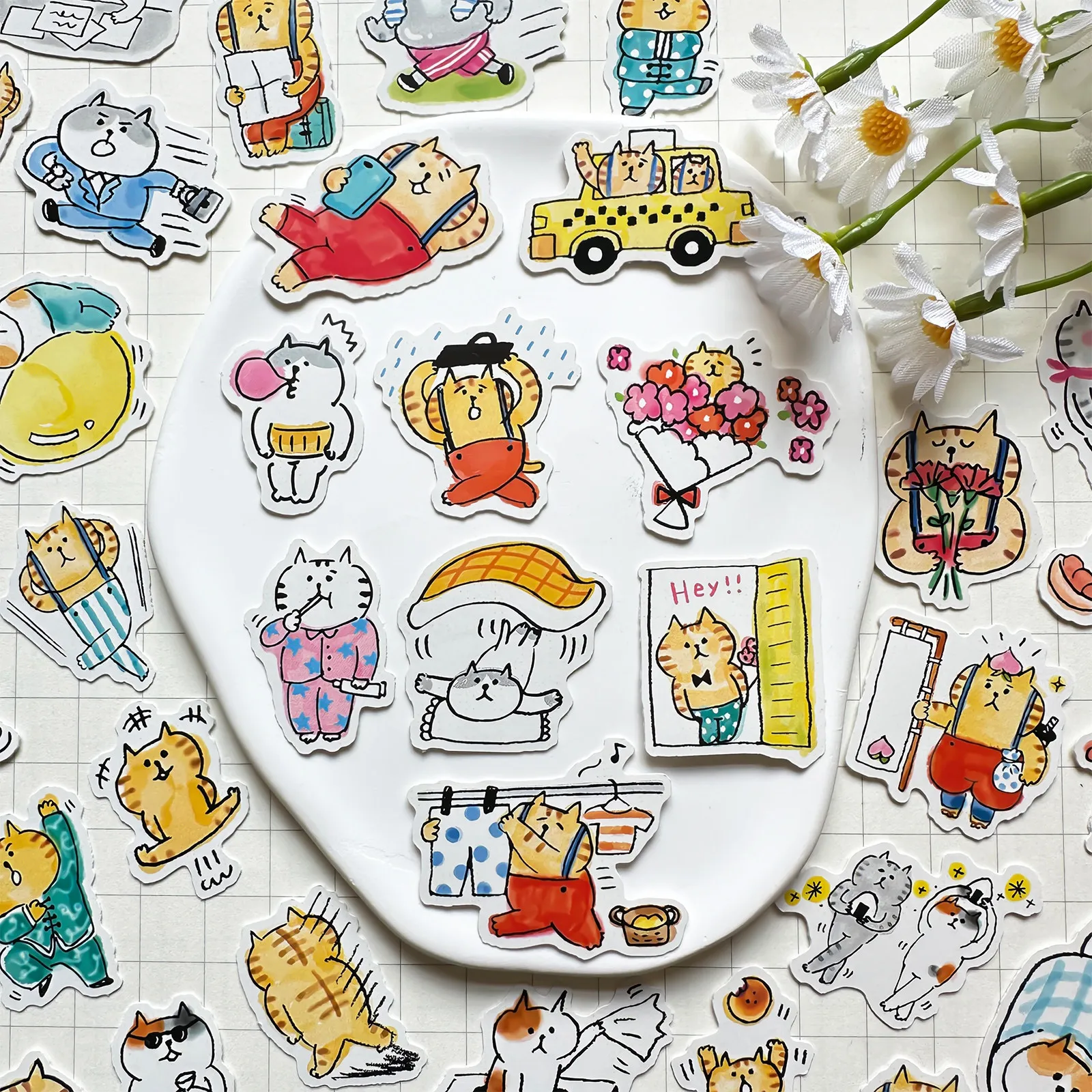 Gulu Cat Daily Life Cute Cat Small Pattern Stickers for Journal Notebook Book DIY Decoration
