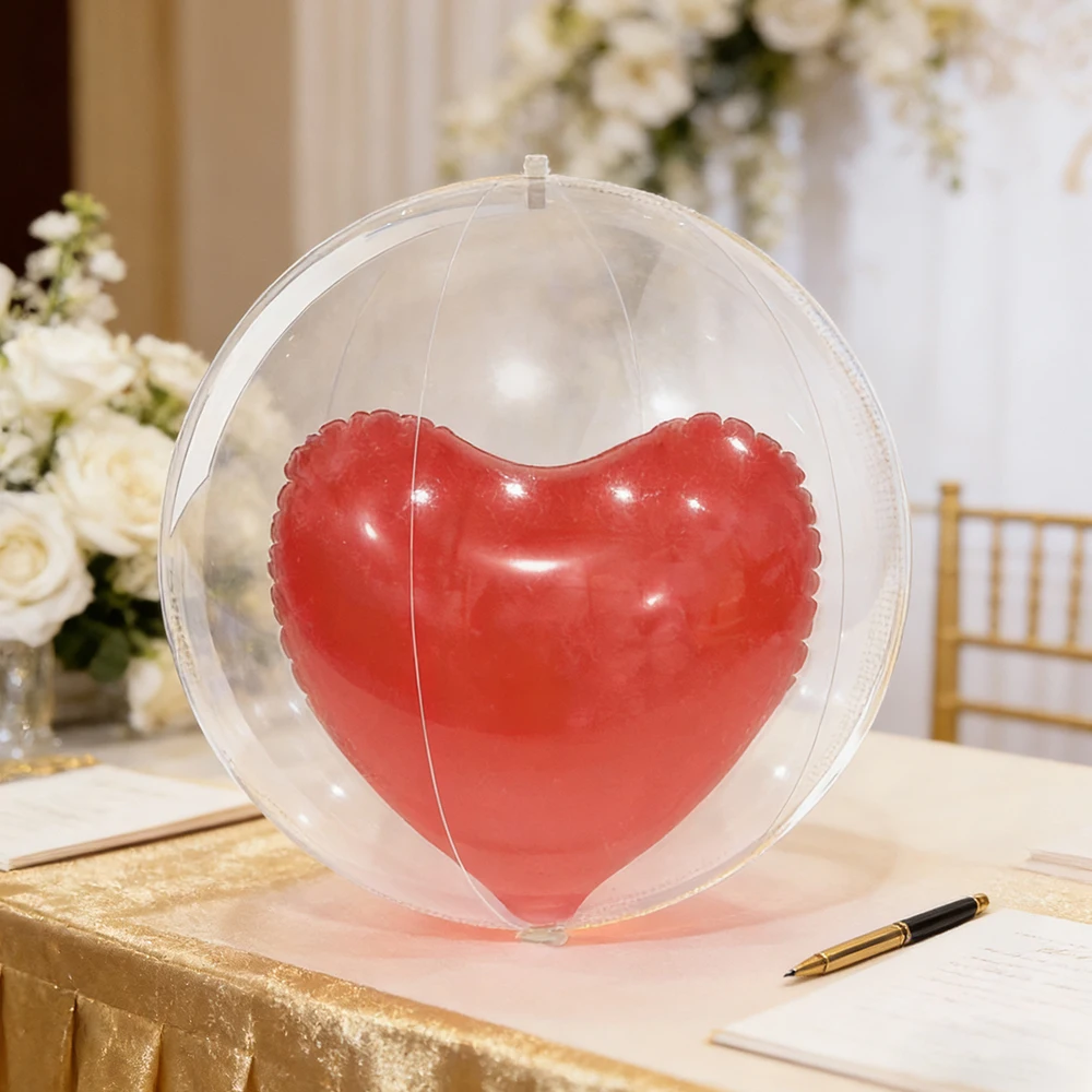 1 Heart-shaped PVC Inflatable Toy Ball - Transparent Heart Toy for Pool Parties, Family Games, Kids Play, Indoor & Outdoor Use