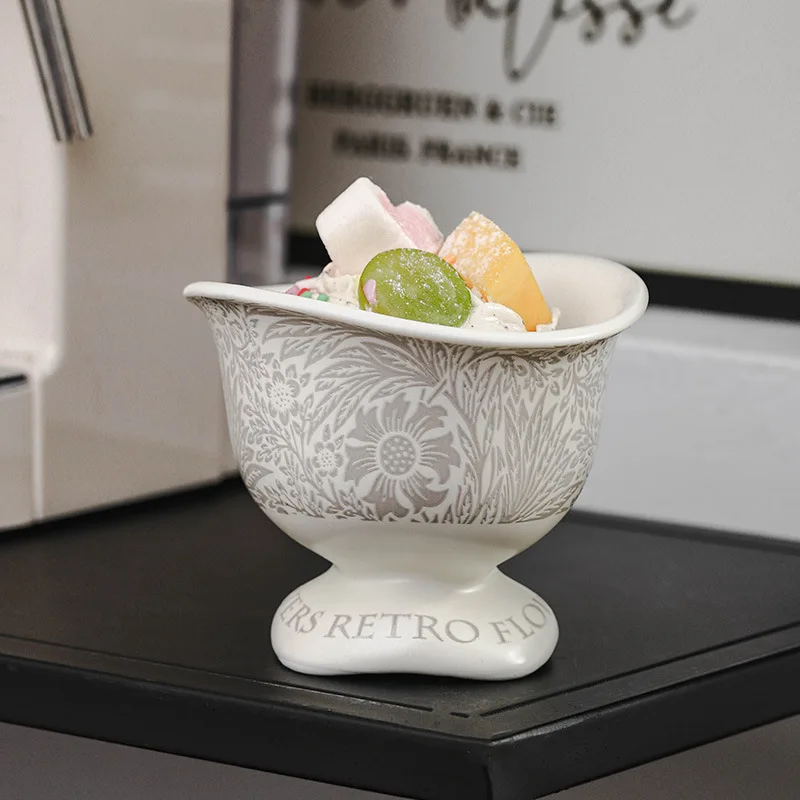 Vintage Style Ceramic High Foot Cup for Home Use Women Tea Cup Ice Cream Dessert Pudding Cup