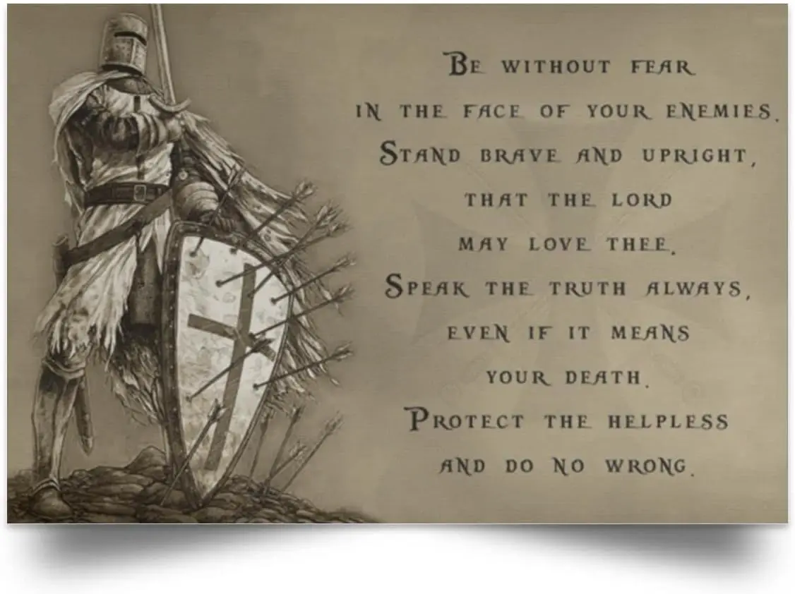 1p,Metal Tin Retro Sign Knight Templar Be Without Fear Poster Motivation Quote Saying Wall Art Home Deco Vintage Metal Tin Signs