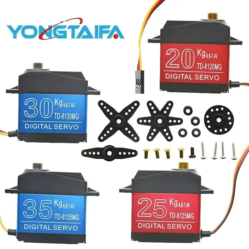2026 Hochdrehmoment Wasserdichter Servo 20KG 25KG 30KG 35KG 180 270 Grad Digitaler Kupfer-/Stahlgetriebe-Servo, für Roboterarm DIY