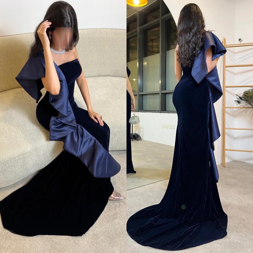  Matching Women One-shoulder Mermaid Quinceanera  Hugging Floor Length Skirts Charmeuse Evening Vestido