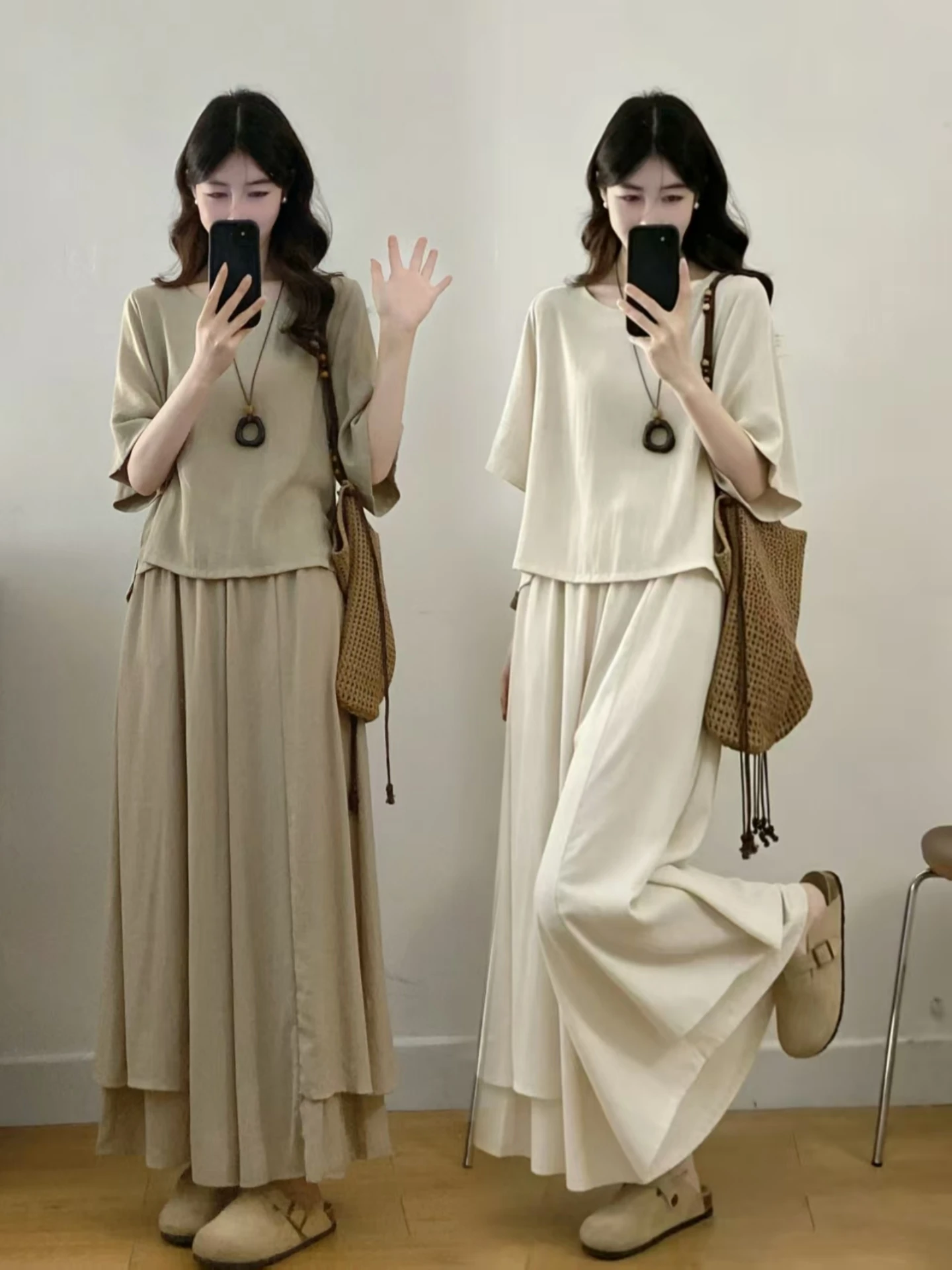 plus Size Casual Meat Covering Set Women Summer Design Half Sleeve T-Shirt Top Half Skirt Pants Two Piece Set Fashion Ensemble