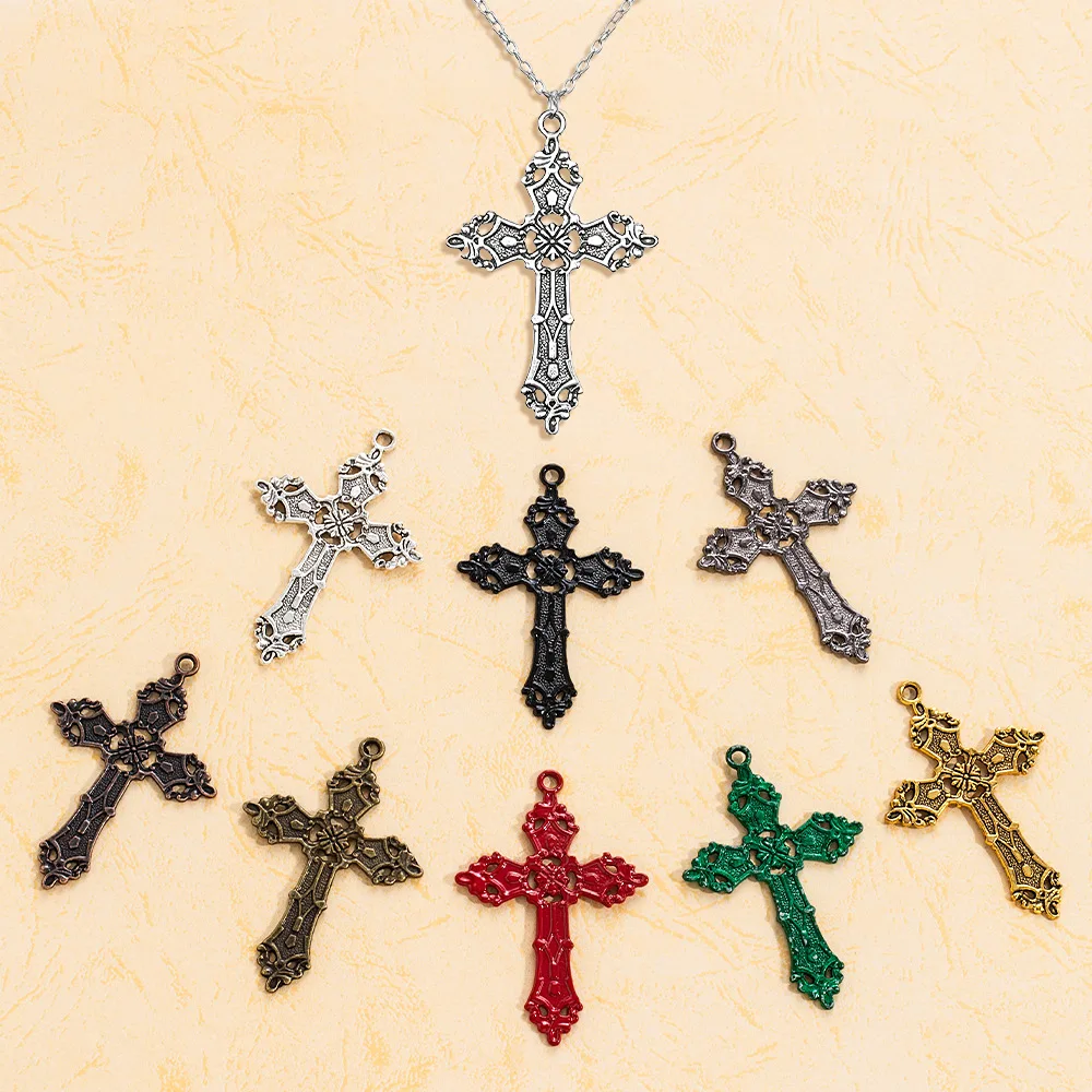 Ciondolo croce retrò europeo e americano, ciondolo accessorio collana fai da te personalizzato