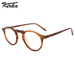 Kirka Unisex Eyewear Acetate Round Stripes Colors Frame Bending Nose Bridge Glasses Stripes Temple Design Eyeglasses WD1427P