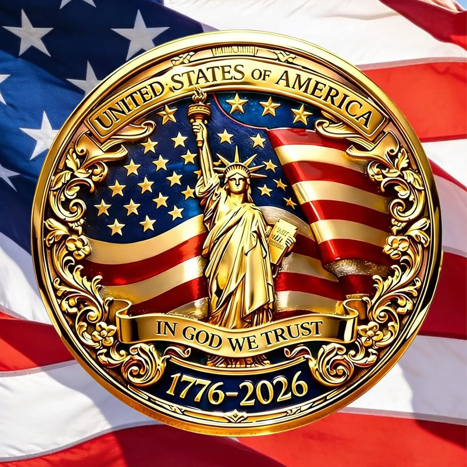 Moneda Conmemorativa del 250 Aniversario de la Independencia de EE. UU., Conmemora la Firma de la Declaración de Independencia para Veteranos, Amantes de la Historia y Patriotas