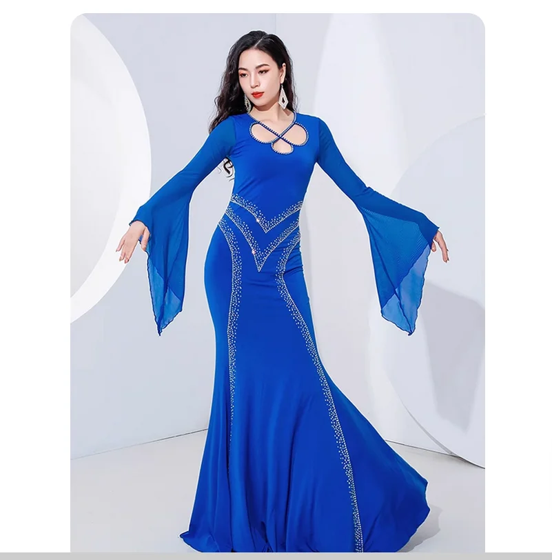 Belly Dance Dress Women's Middle Eastern Diamond Set Hair Swing Robe Slimming Dress