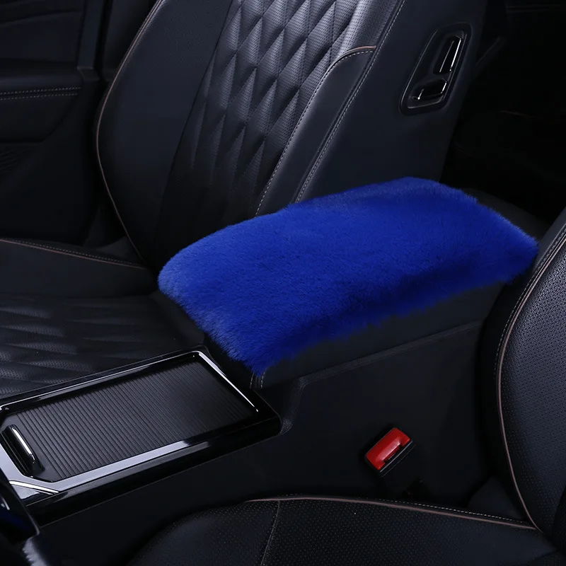 Soft Furry Polyester Armrest Box Pad Cover Center Console Box Armrest Pad Cushion Women  Accessories Universal Fit