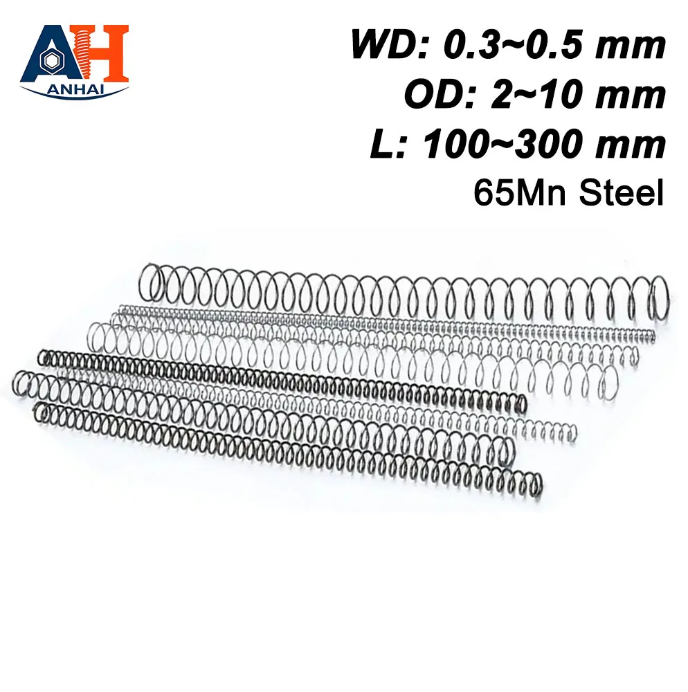 1PCS Spring Steel Pressure Spring Return Spring Wire Dia 0.3/0.4/0.5mm Outer Dia 2mm -10mm Length 100-300mm