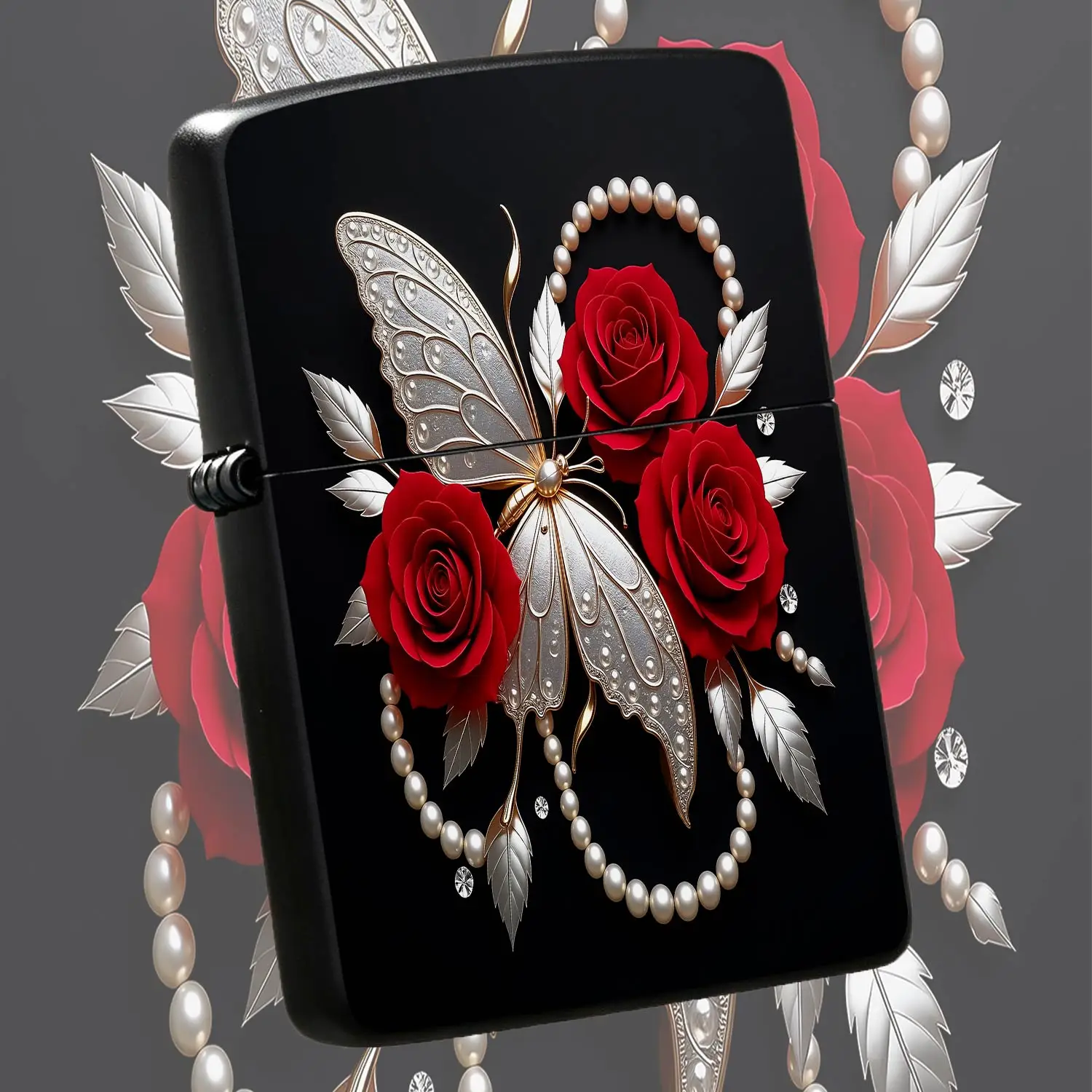 Exquisite Elegantrose Decorative Lighter, Adorned With Luster Pearls And Sparkling Rhinestones, Smooth Portable Stylish Accessory, Ideal For Daily Dating Business Gatherings, Thoughtful Gifting Choice For All Scenarios A Humorous And Intere